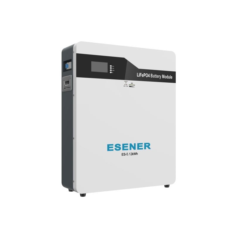 Esener 51.2V 100Ah 5.12kWh LiFePo4 Lithium Wall Mounted Battery (includes mounting bracket) - Truly Solar